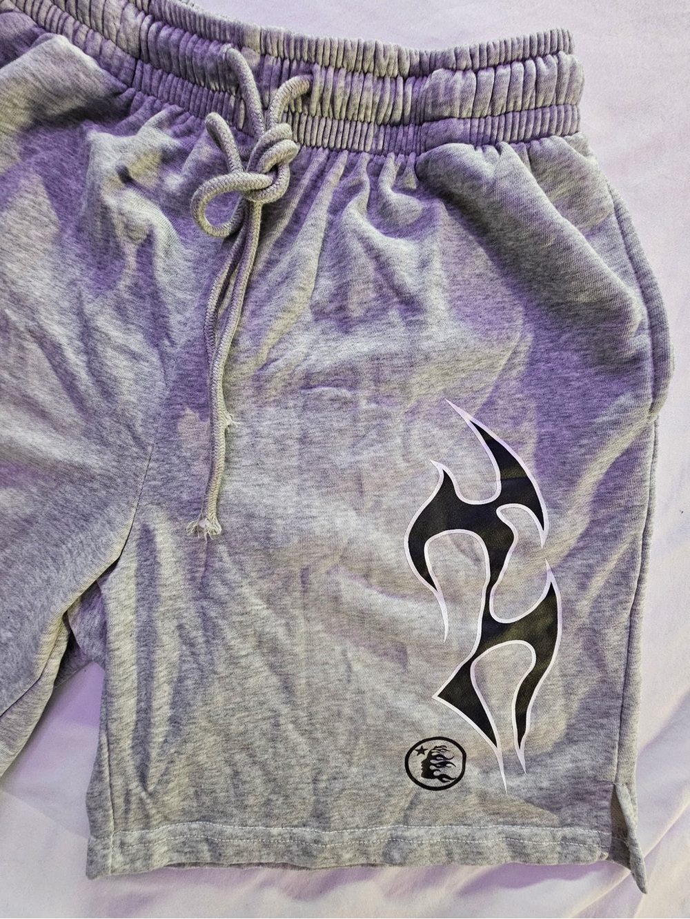 Gray Hellstar Graphic Men's Drawstring Shorts - Picture 2 of 6
